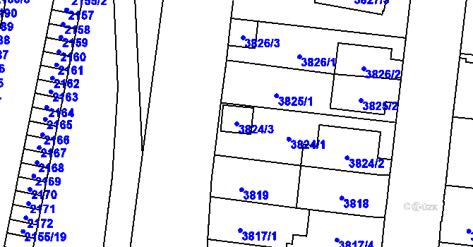 Parcela st. 3824/3 v KÚ České Budějovice 7, Katastrální mapa