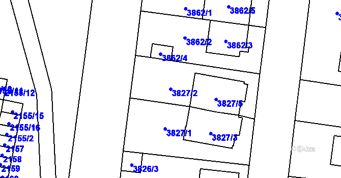 Parcela st. 3827/2 v KÚ České Budějovice 7, Katastrální mapa