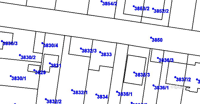 Parcela st. 3833 v KÚ České Budějovice 7, Katastrální mapa