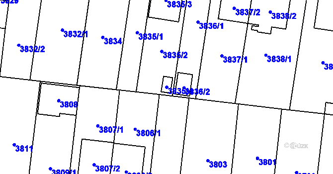 Parcela st. 3835/4 v KÚ České Budějovice 7, Katastrální mapa