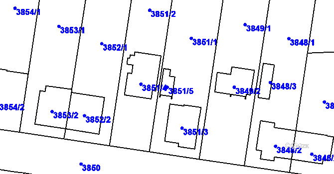 Parcela st. 3851/5 v KÚ České Budějovice 7, Katastrální mapa