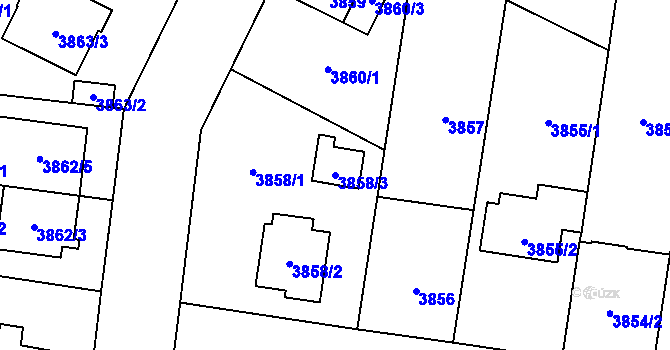 Parcela st. 3858/3 v KÚ České Budějovice 7, Katastrální mapa