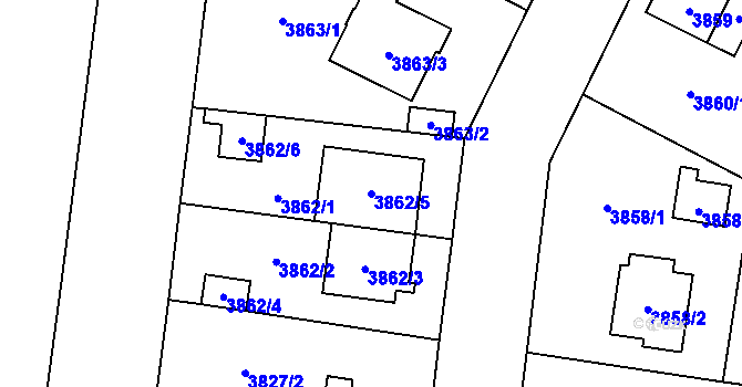 Parcela st. 3862/5 v KÚ České Budějovice 7, Katastrální mapa