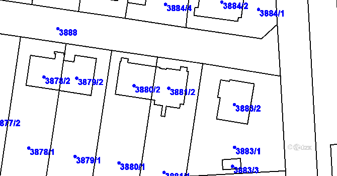 Parcela st. 3881/2 v KÚ České Budějovice 7, Katastrální mapa