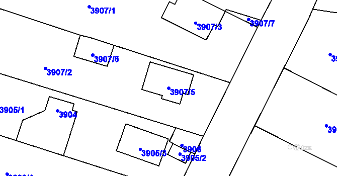 Parcela st. 3907/5 v KÚ České Budějovice 7, Katastrální mapa