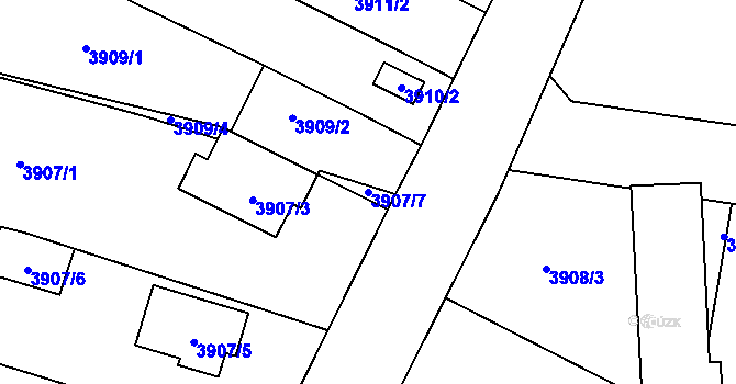 Parcela st. 3907/7 v KÚ České Budějovice 7, Katastrální mapa