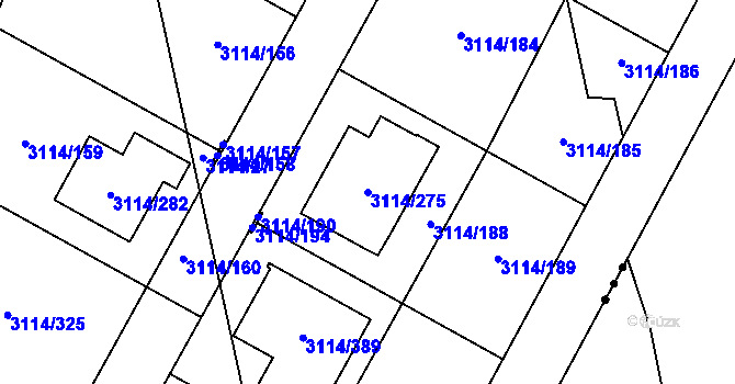 Parcela st. 3114/275 v KÚ České Budějovice 7, Katastrální mapa