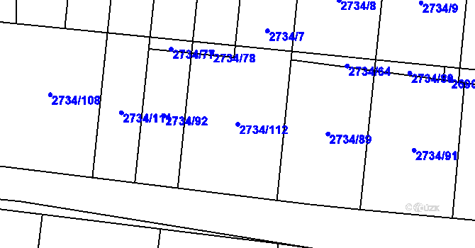 Parcela st. 2734/112 v KÚ České Budějovice 7, Katastrální mapa