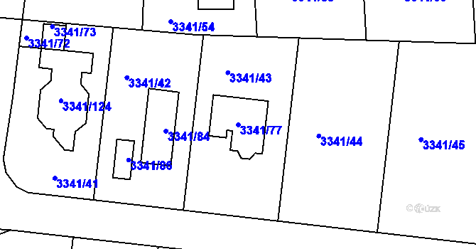 Parcela st. 3341/77 v KÚ České Budějovice 7, Katastrální mapa