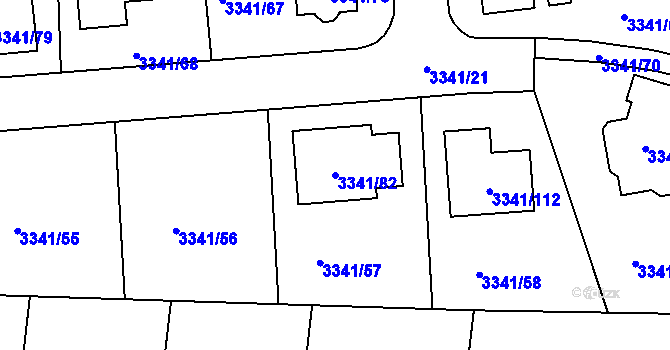Parcela st. 3341/82 v KÚ České Budějovice 7, Katastrální mapa