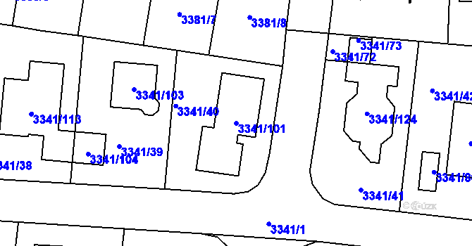 Parcela st. 3341/101 v KÚ České Budějovice 7, Katastrální mapa