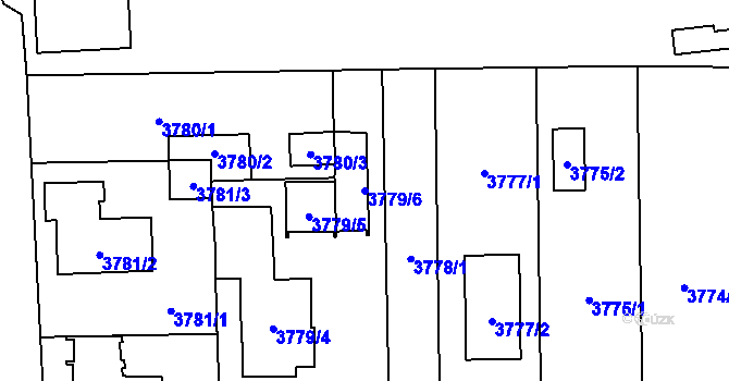 Parcela st. 3779/6 v KÚ České Budějovice 7, Katastrální mapa
