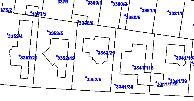 Parcela st. 3352/29 v KÚ České Budějovice 7, Katastrální mapa