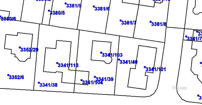 Parcela st. 3341/103 v KÚ České Budějovice 7, Katastrální mapa