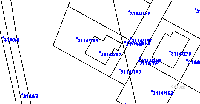 Parcela st. 3114/282 v KÚ České Budějovice 7, Katastrální mapa