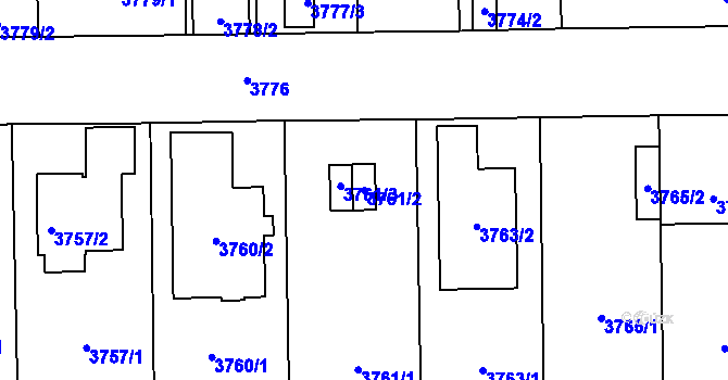 Parcela st. 3761/2 v KÚ České Budějovice 7, Katastrální mapa