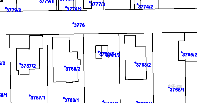 Parcela st. 3761/3 v KÚ České Budějovice 7, Katastrální mapa