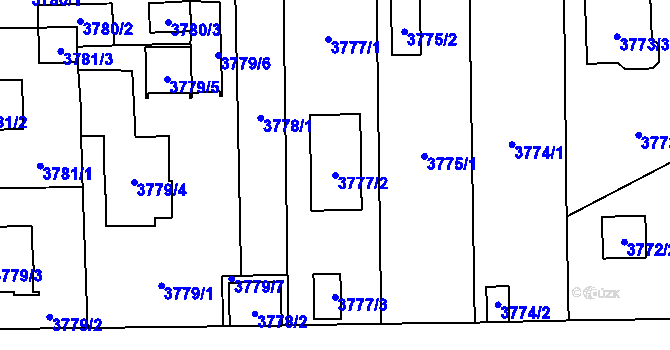 Parcela st. 3777/2 v KÚ České Budějovice 7, Katastrální mapa