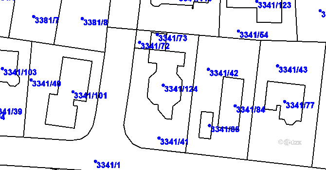 Parcela st. 3341/124 v KÚ České Budějovice 7, Katastrální mapa