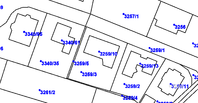 Parcela st. 3259/10 v KÚ České Budějovice 7, Katastrální mapa