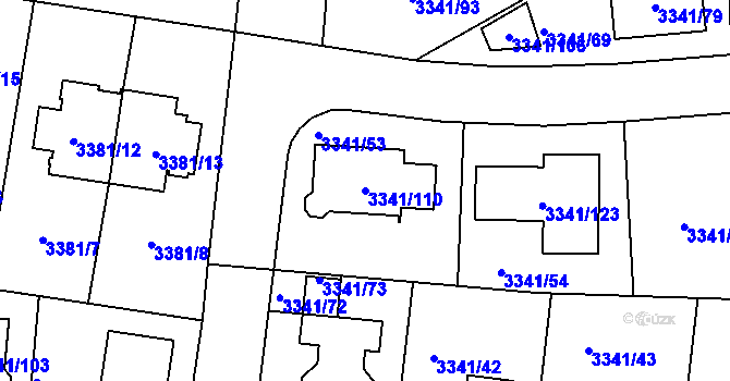 Parcela st. 3341/110 v KÚ České Budějovice 7, Katastrální mapa