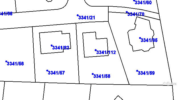 Parcela st. 3341/112 v KÚ České Budějovice 7, Katastrální mapa