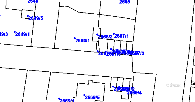 Parcela st. 2667/7 v KÚ České Budějovice 7, Katastrální mapa