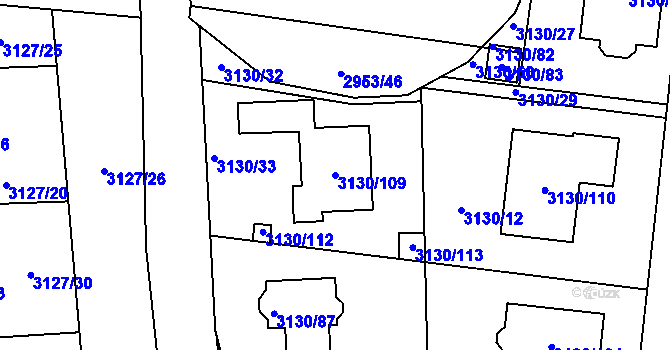 Parcela st. 3130/109 v KÚ České Budějovice 7, Katastrální mapa