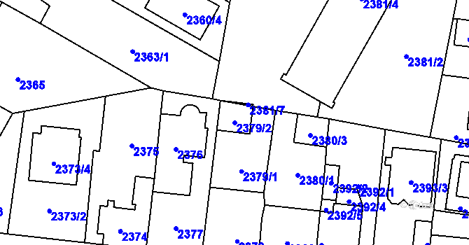Parcela st. 2379/2 v KÚ České Budějovice 7, Katastrální mapa