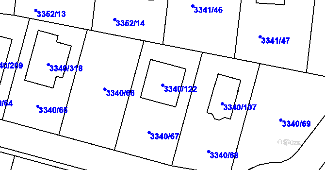 Parcela st. 3340/122 v KÚ České Budějovice 7, Katastrální mapa
