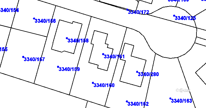 Parcela st. 3340/161 v KÚ České Budějovice 7, Katastrální mapa
