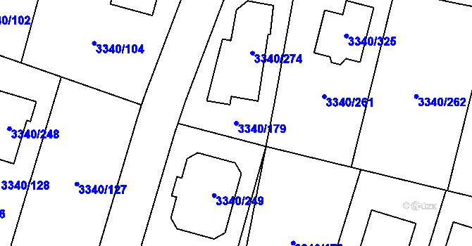 Parcela st. 3340/179 v KÚ České Budějovice 7, Katastrální mapa