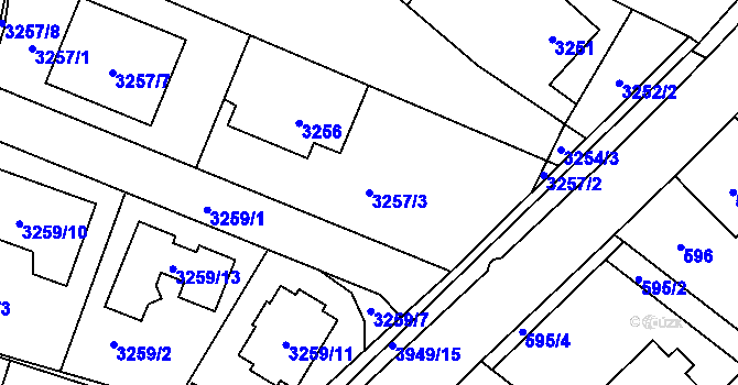 Parcela st. 3257/3 v KÚ České Budějovice 7, Katastrální mapa