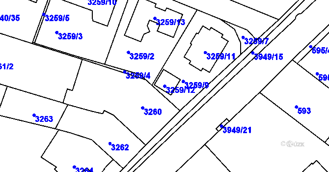 Parcela st. 3259/12 v KÚ České Budějovice 7, Katastrální mapa