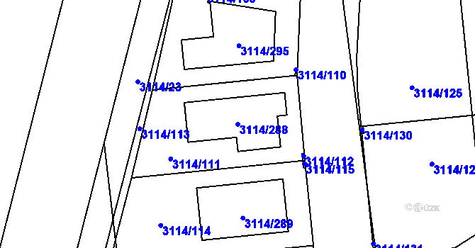 Parcela st. 3114/288 v KÚ České Budějovice 7, Katastrální mapa