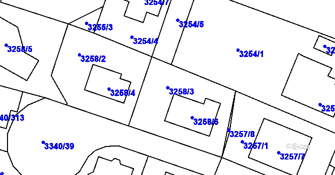 Parcela st. 3258/3 v KÚ České Budějovice 7, Katastrální mapa