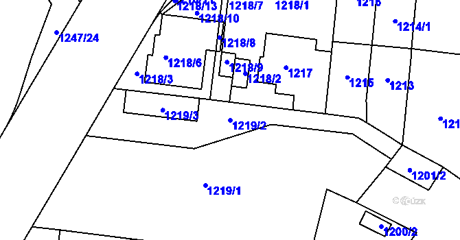 Parcela st. 1219/2 v KÚ České Budějovice 7, Katastrální mapa