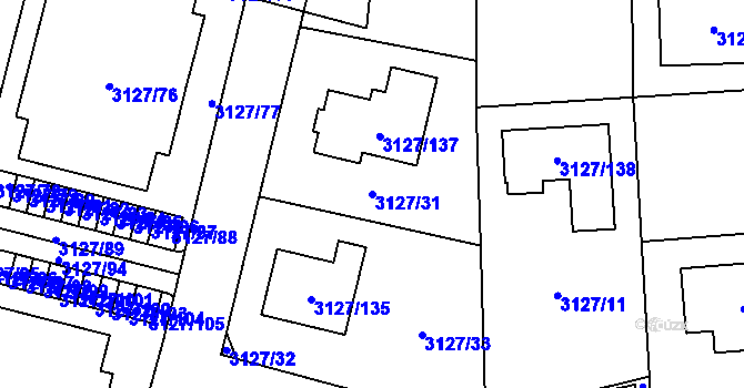 Parcela st. 3127/31 v KÚ České Budějovice 7, Katastrální mapa