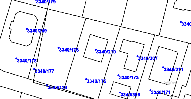 Parcela st. 3340/210 v KÚ České Budějovice 7, Katastrální mapa