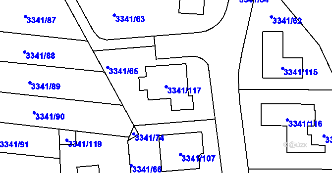 Parcela st. 3341/117 v KÚ České Budějovice 7, Katastrální mapa