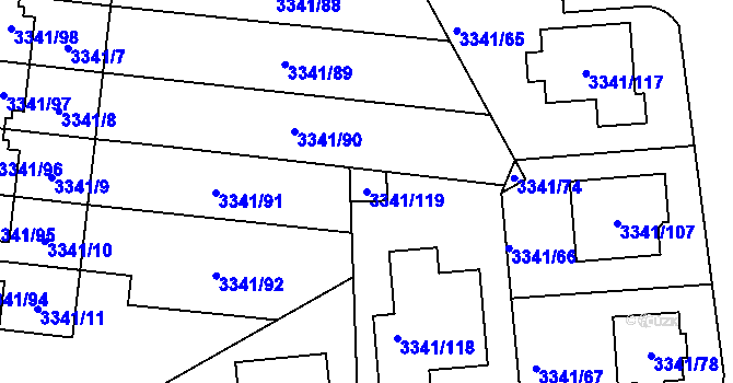 Parcela st. 3341/119 v KÚ České Budějovice 7, Katastrální mapa
