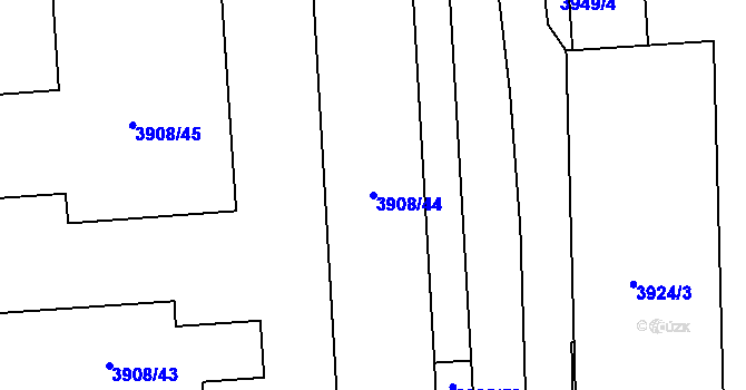 Parcela st. 3908/44 v KÚ České Budějovice 7, Katastrální mapa