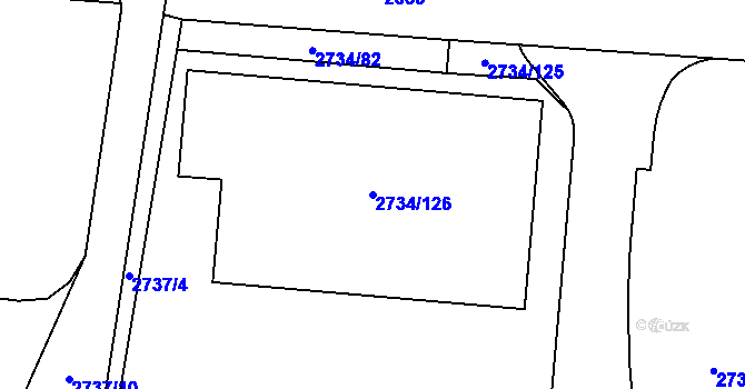 Parcela st. 2734/126 v KÚ České Budějovice 7, Katastrální mapa