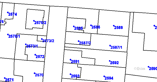 Parcela st. 2587/2 v KÚ České Budějovice 7, Katastrální mapa