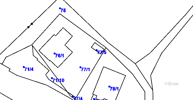 Parcela st. 77/5 v KÚ České Budějovice 7, Katastrální mapa