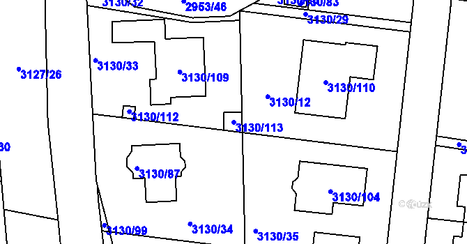 Parcela st. 3130/113 v KÚ České Budějovice 7, Katastrální mapa
