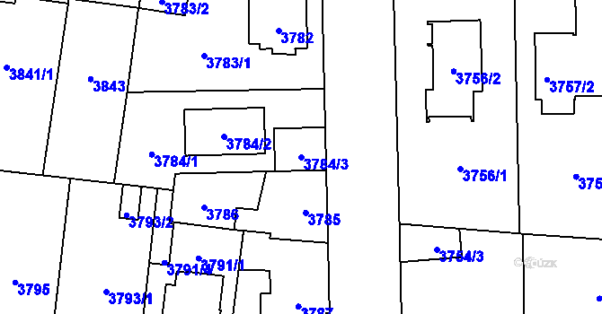 Parcela st. 3784/3 v KÚ České Budějovice 7, Katastrální mapa