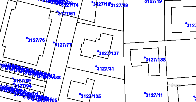 Parcela st. 3127/137 v KÚ České Budějovice 7, Katastrální mapa