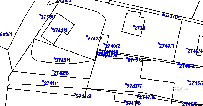 Parcela st. 2747/8 v KÚ České Budějovice 7, Katastrální mapa