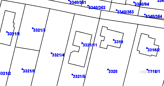 Parcela st. 3321/11 v KÚ České Budějovice 7, Katastrální mapa